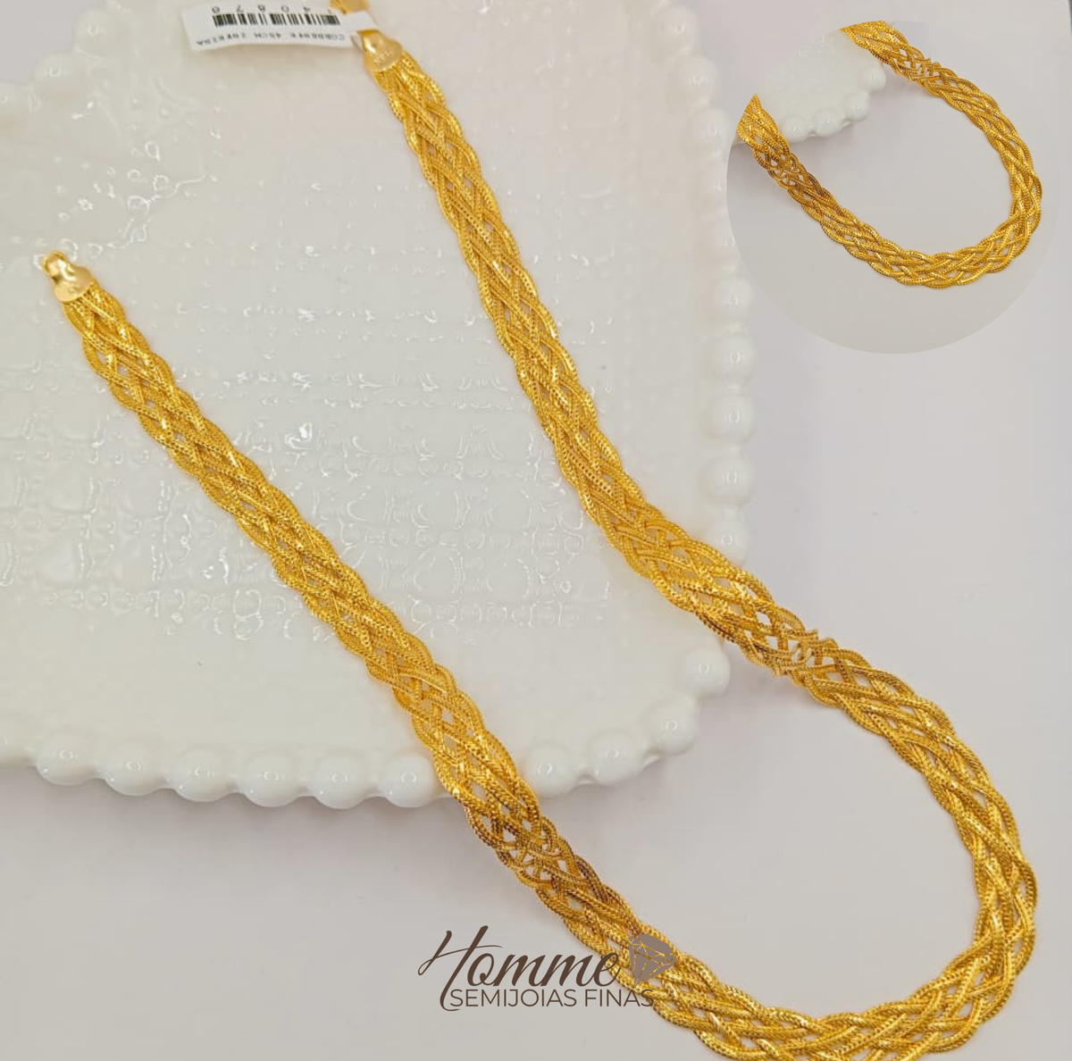 Colar Trançado Largo – Folheado a Ouro 18k