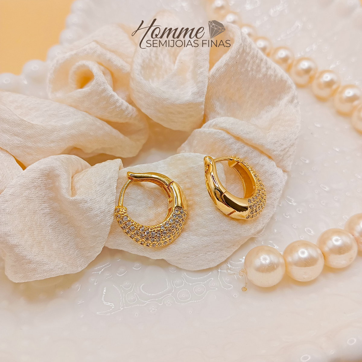 Brinco Argola Pavê – Folheado a Ouro 18k