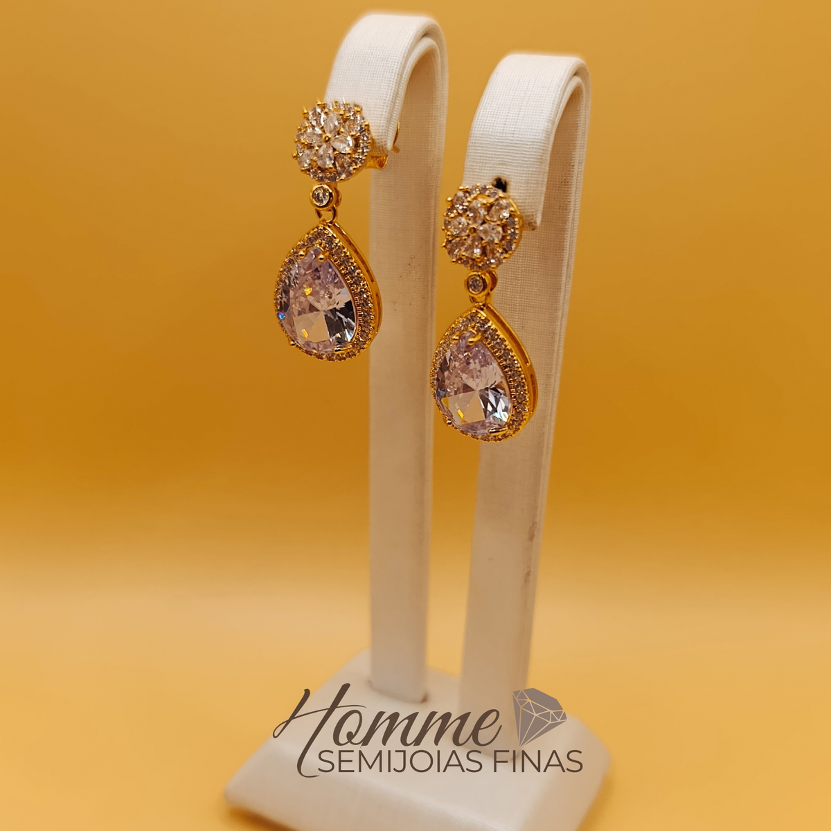 Brinco Gota Luxo com Zircônias