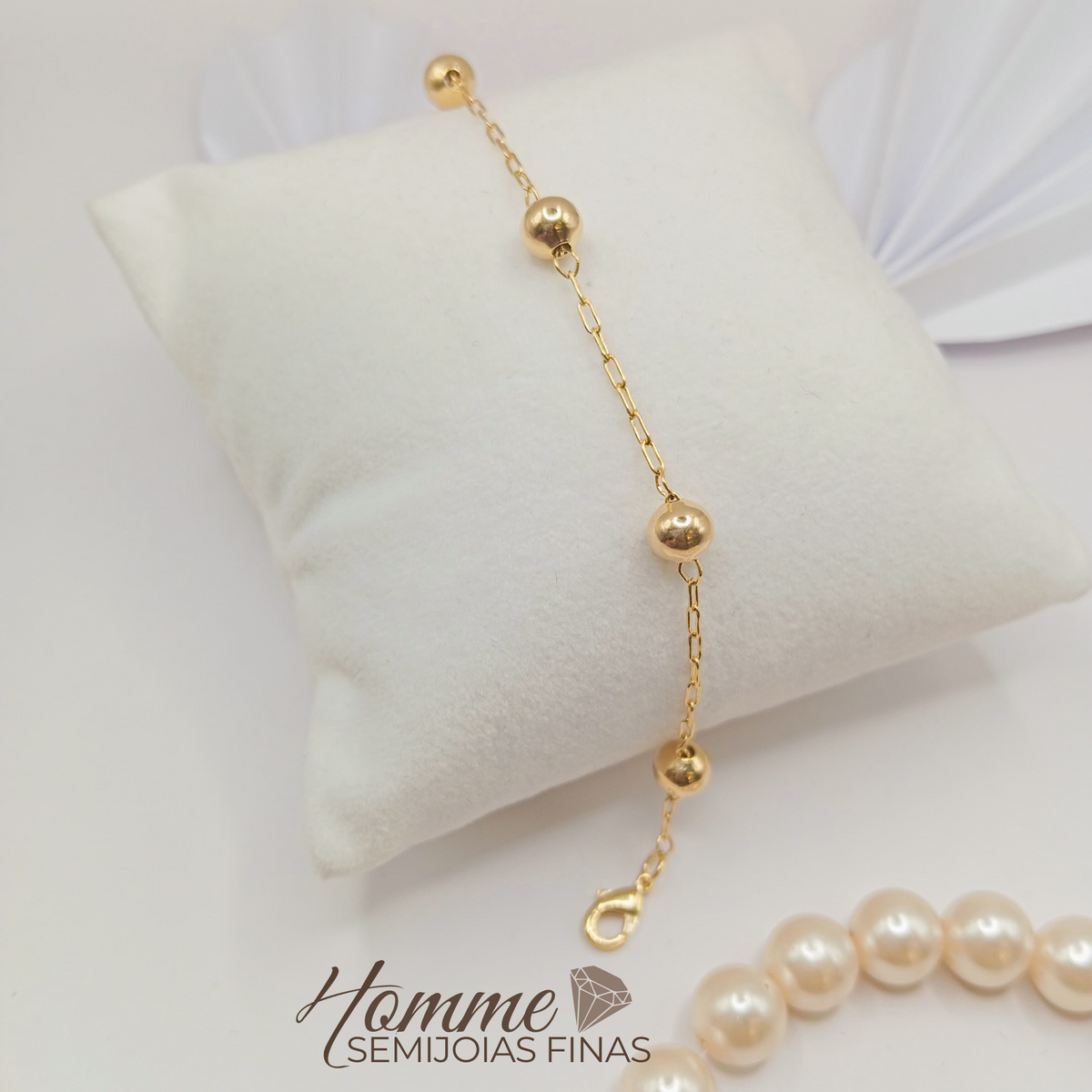 Pulseira Bolinhas Intercaladas Folheada a Ouro 18K
