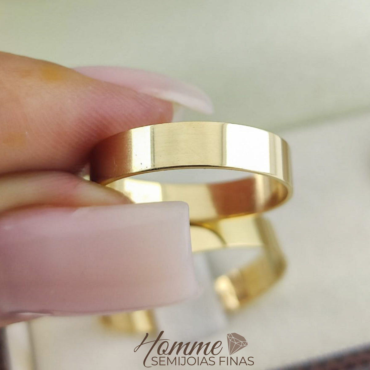 Aliança ouro 18k reta e lisa