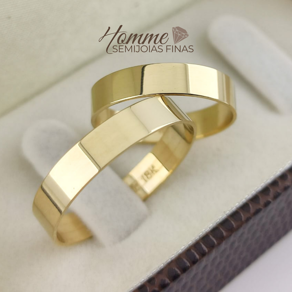 Aliança ouro 18k reta e lisa