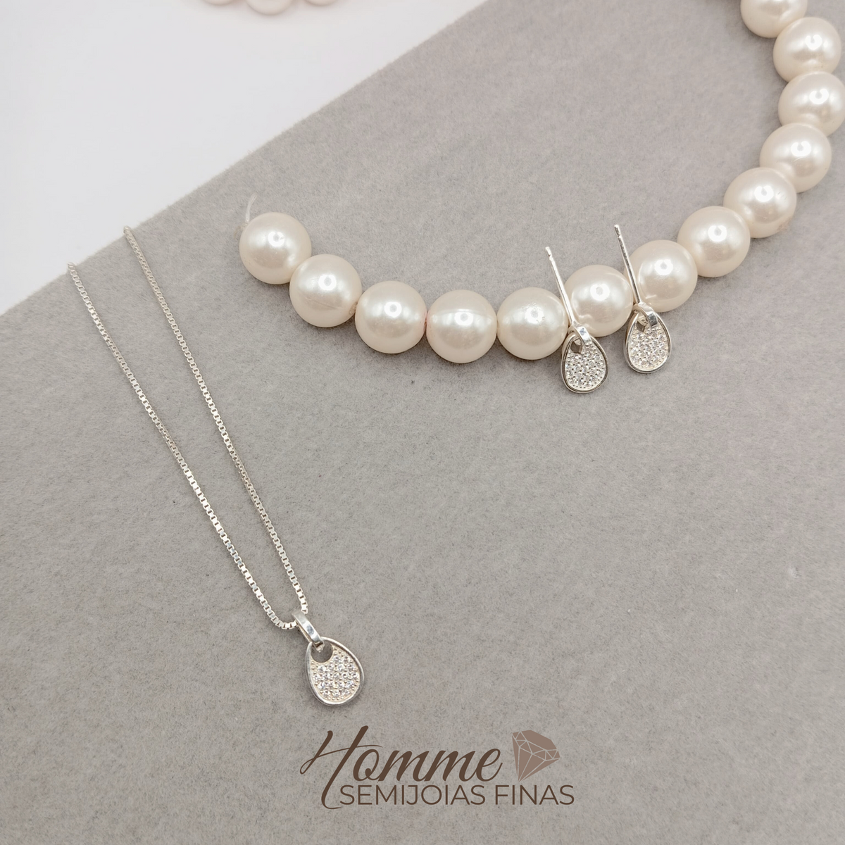 Conjunto Gota Trabalhada – Prata Legítima 925