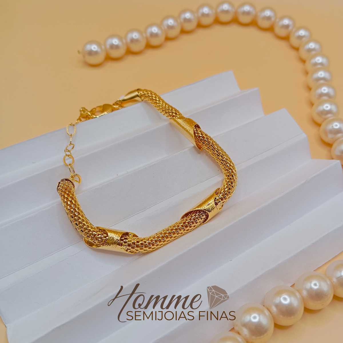 Pulseira Aramada c/ Tubos Acetinados