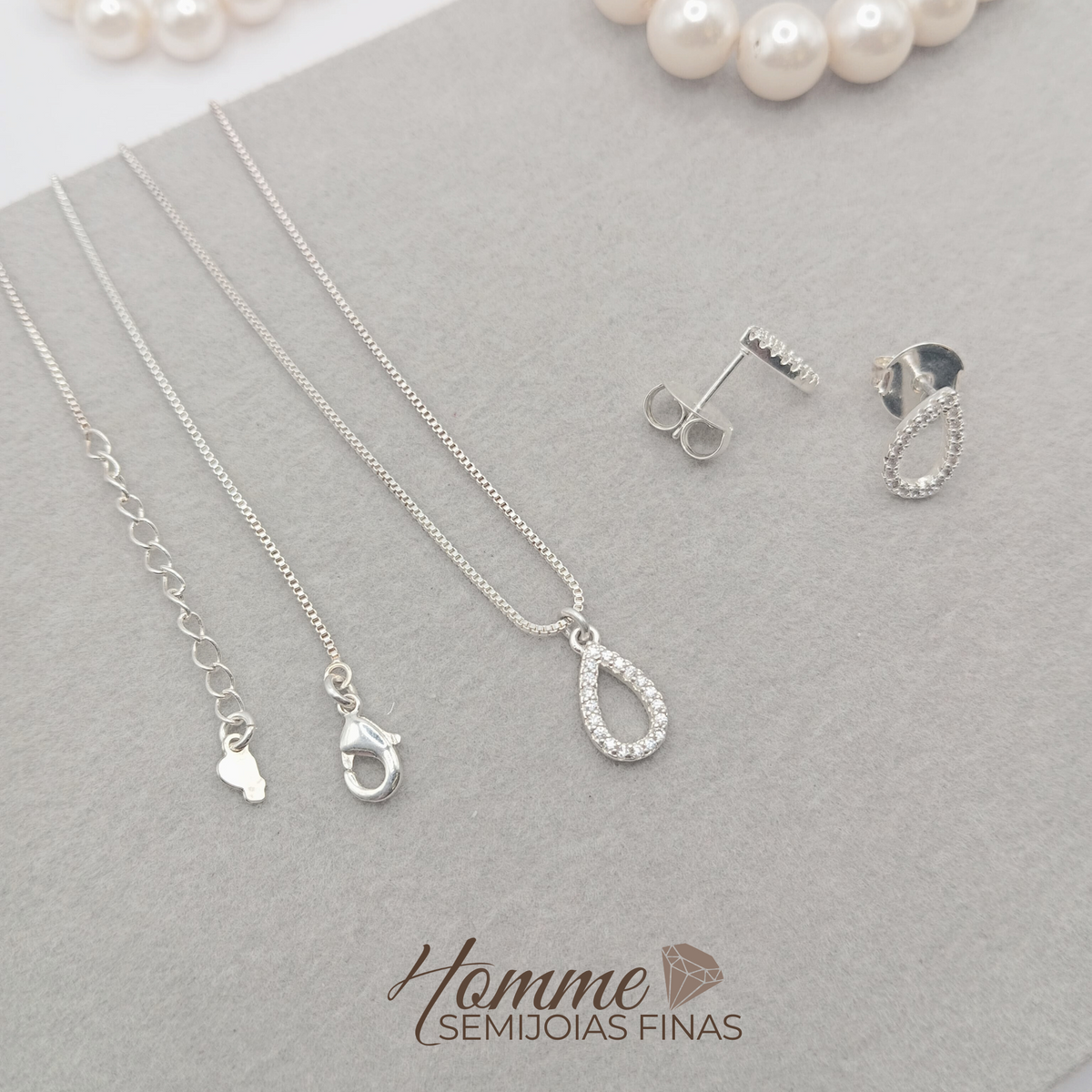 Conjunto Gota Trabalhada – Prata Legítima 925 (Cópia)