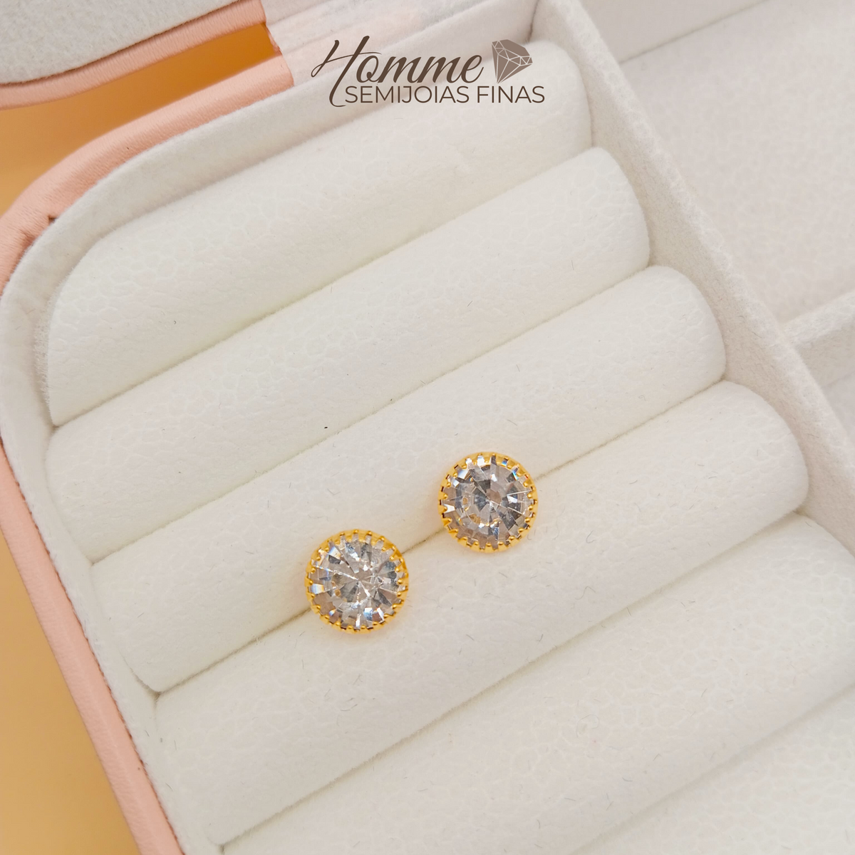 Brinco Ponto de Luz Redondo – Folheado a Ouro