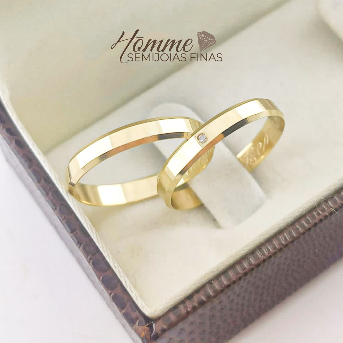 Aliança Ouro 18K Lumière com ponto de luz – Modelo Anatômico