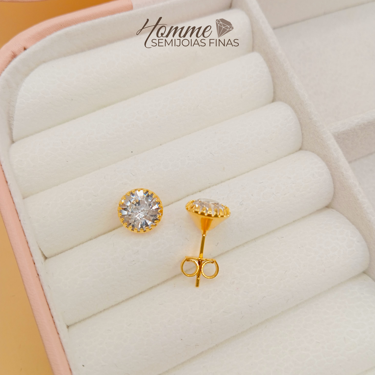 Brinco Ponto de Luz Redondo – Folheado a Ouro