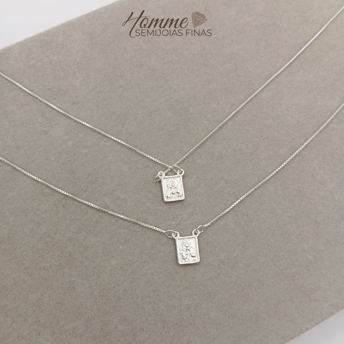Escapulário Duplo em Prata Legítima 925 – Fé e Proteção Sempre com Você