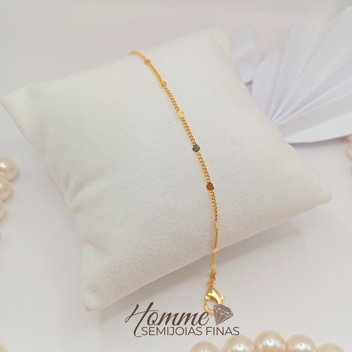 Pulseira Veneziana com Ponto de Luz – Folheada a Ouro 18K