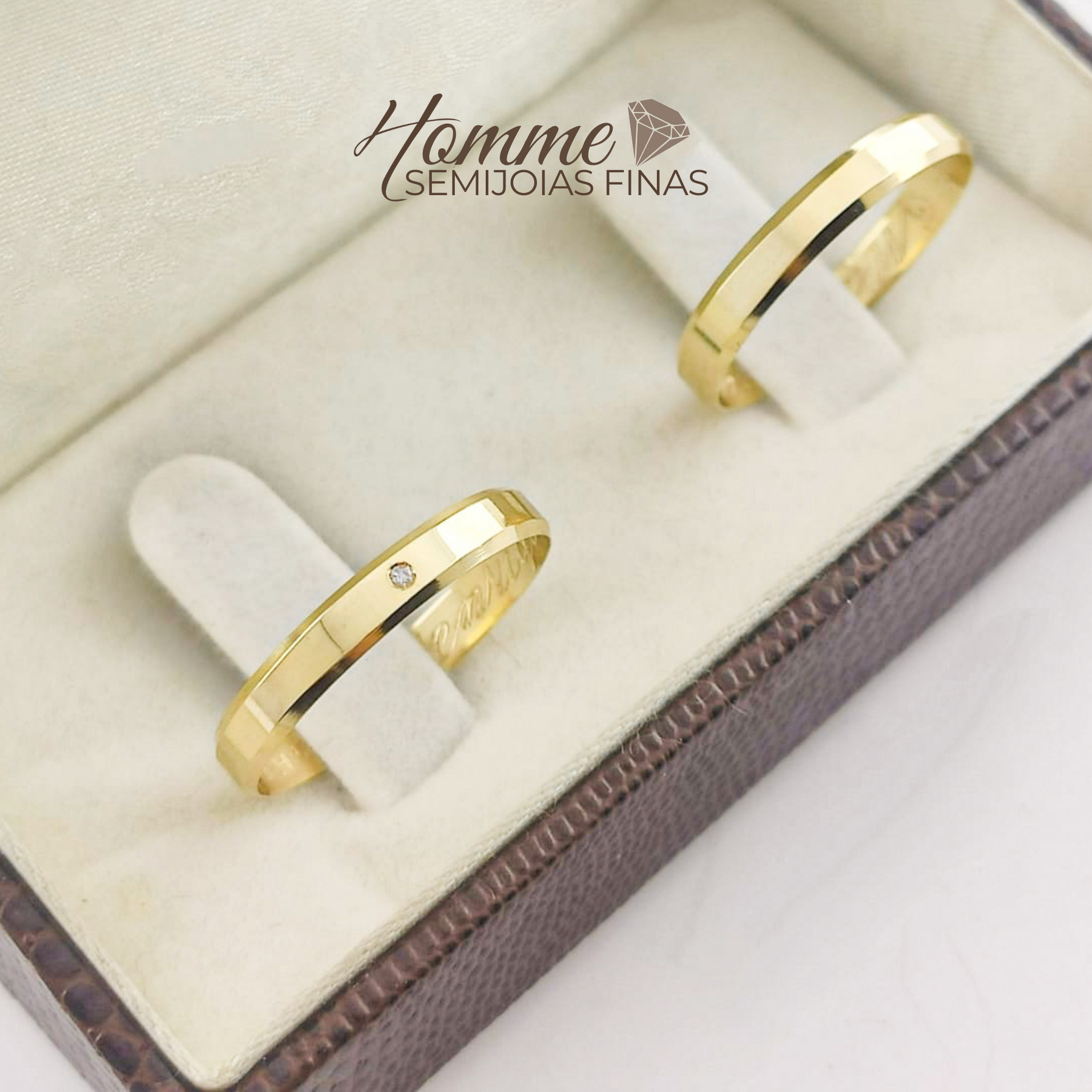 Aliança Ouro 18K Lumière com ponto de luz – Modelo Anatômico