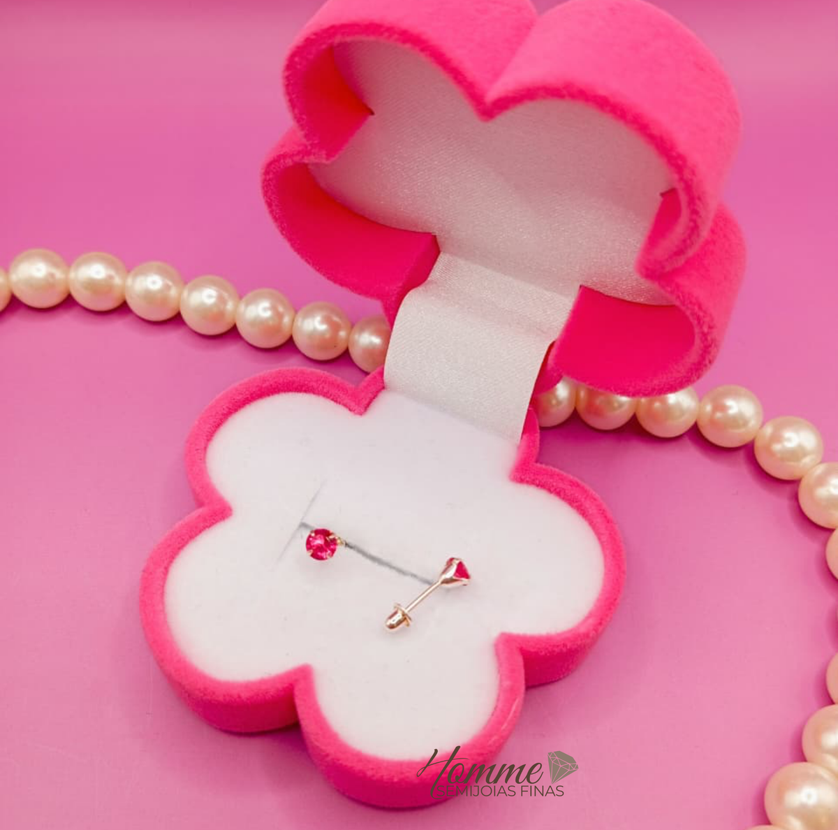 Brinco Infantil ponto de luz vermelho Prata Legitima 925