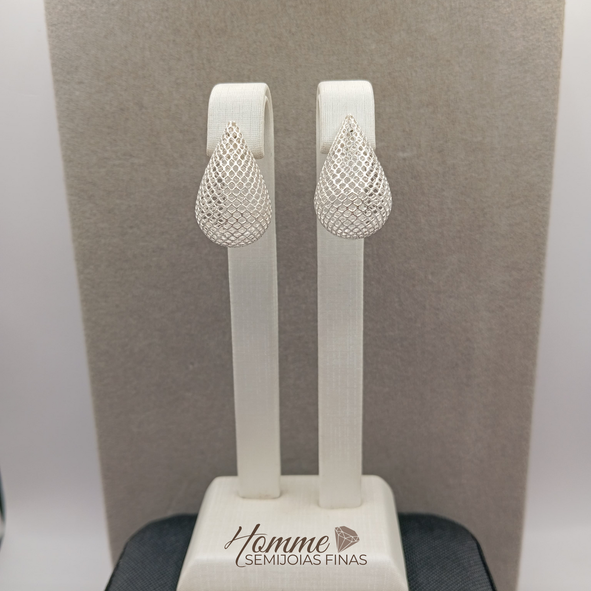 Brinco Gota Texturizada Prata 925