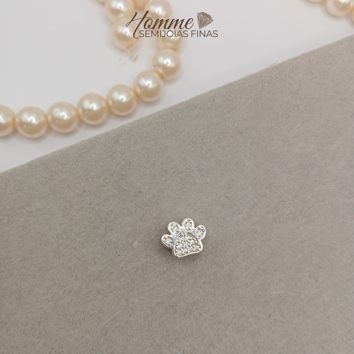 Berloque Patinha com Zircônias – Prata Legítima 925