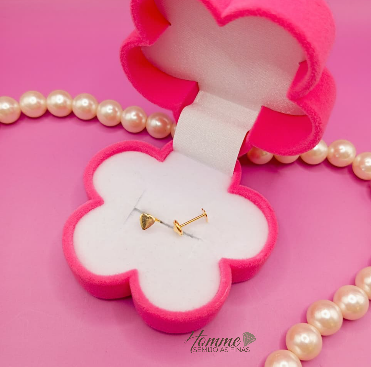 Brinco Infantil coraçāo folheado a ouro 18K