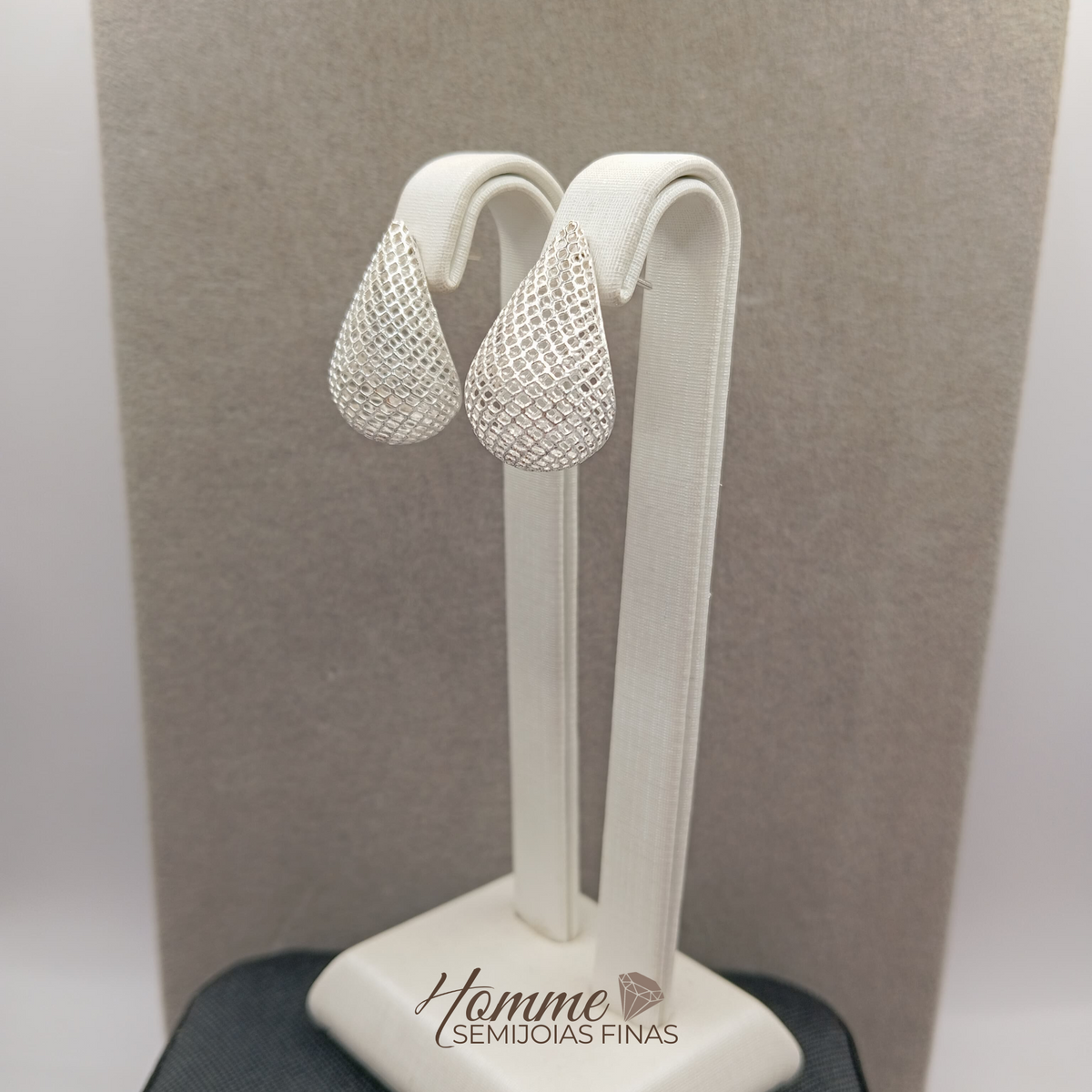 Brinco Gota Texturizada Prata 925