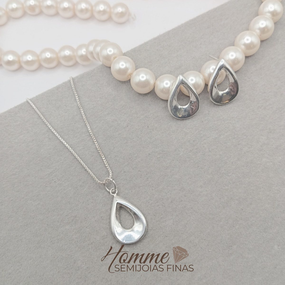 Conjunto Gota Vazada – Prata Legítima 925