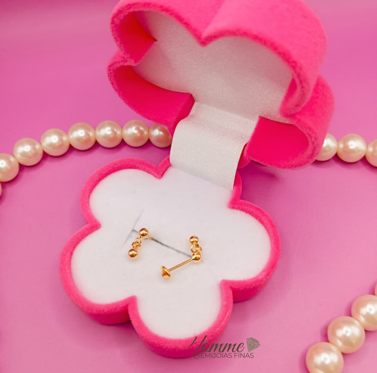 Brinco Infantil bolinhas folheado a ouro 18K