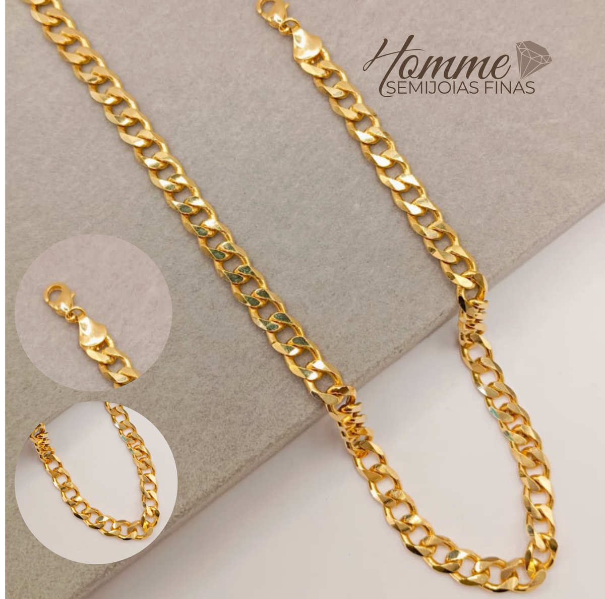 Corrente Elo Groumet – Folheado a Ouro 18K