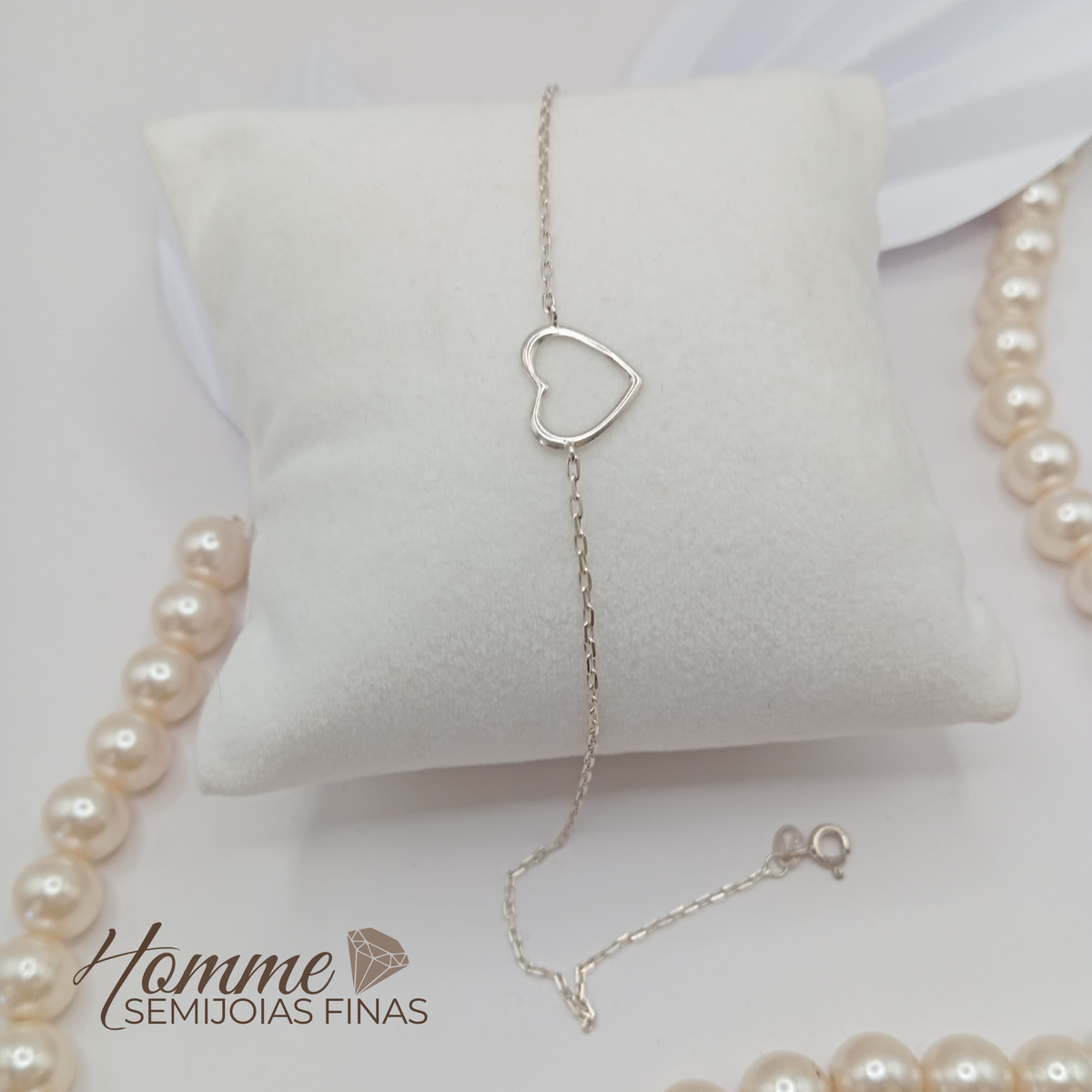 Pulseira Coração Vazado – Prata Legítima 925