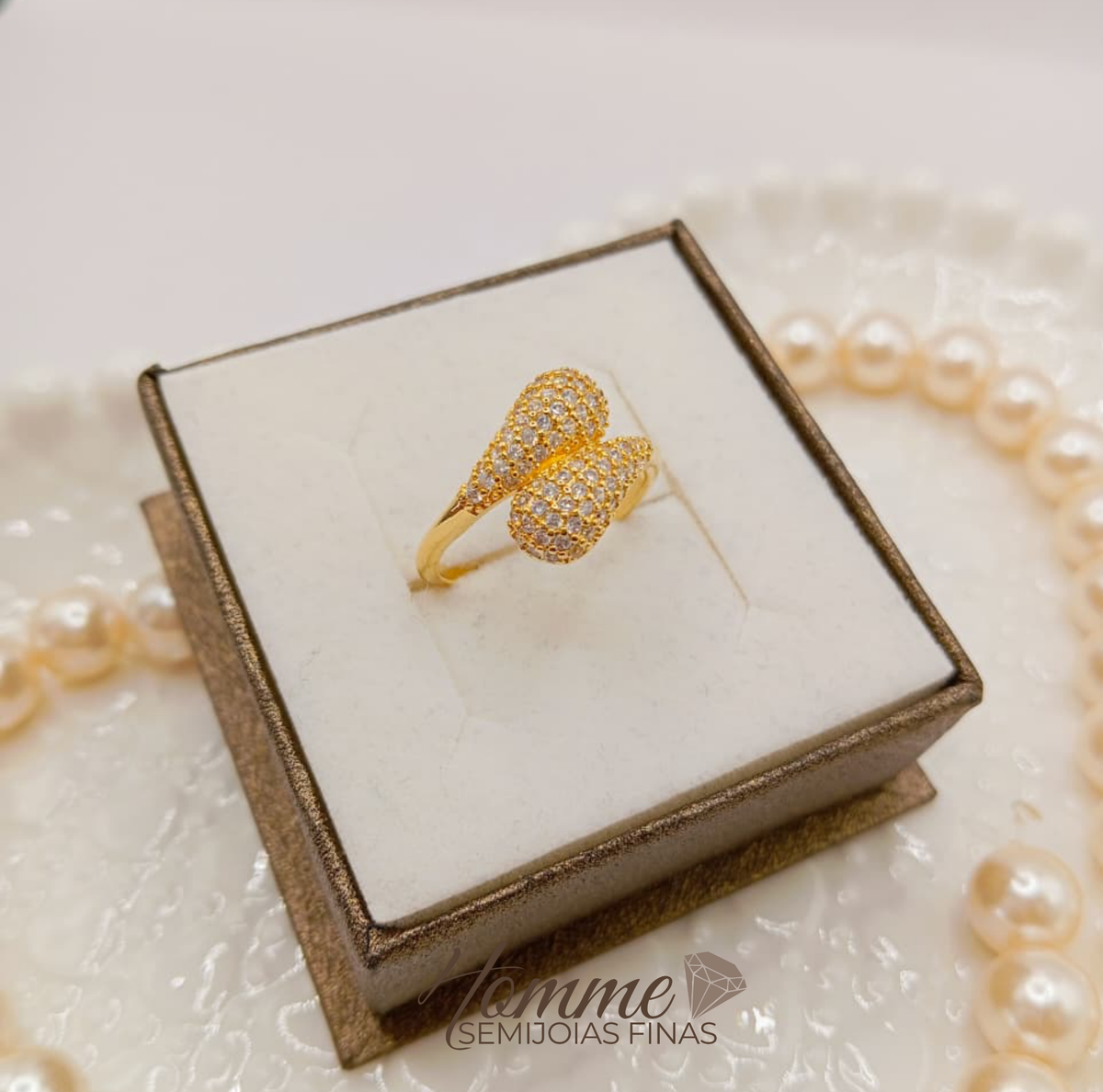 Anel Gota folheada a ouro 18k – Brilho e Sofisticação