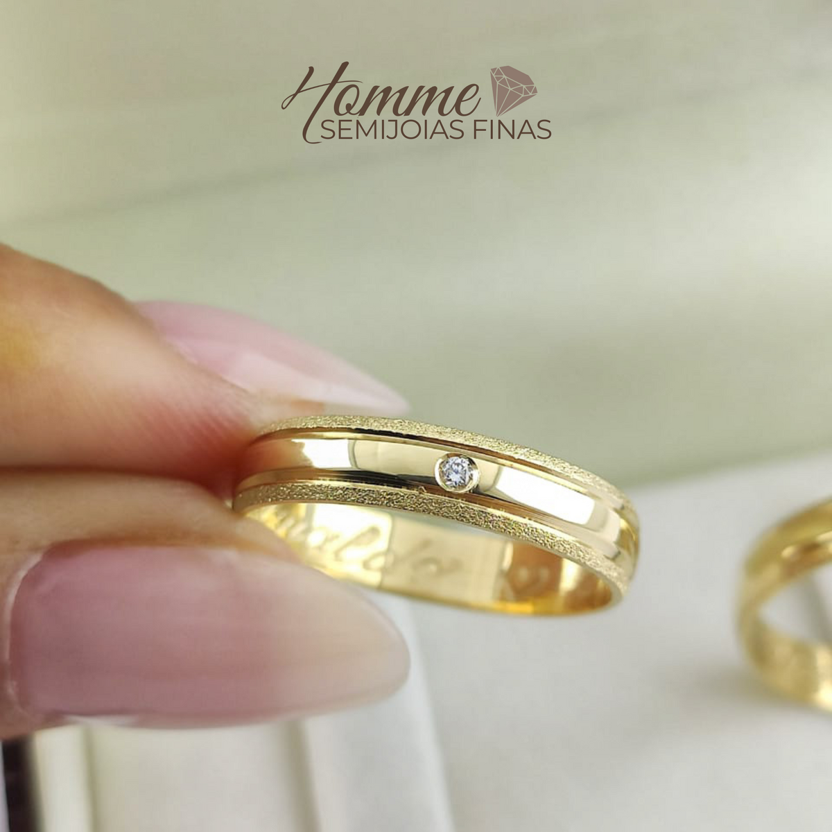 Aliança ouro 18k Aliança Dourada Encanto