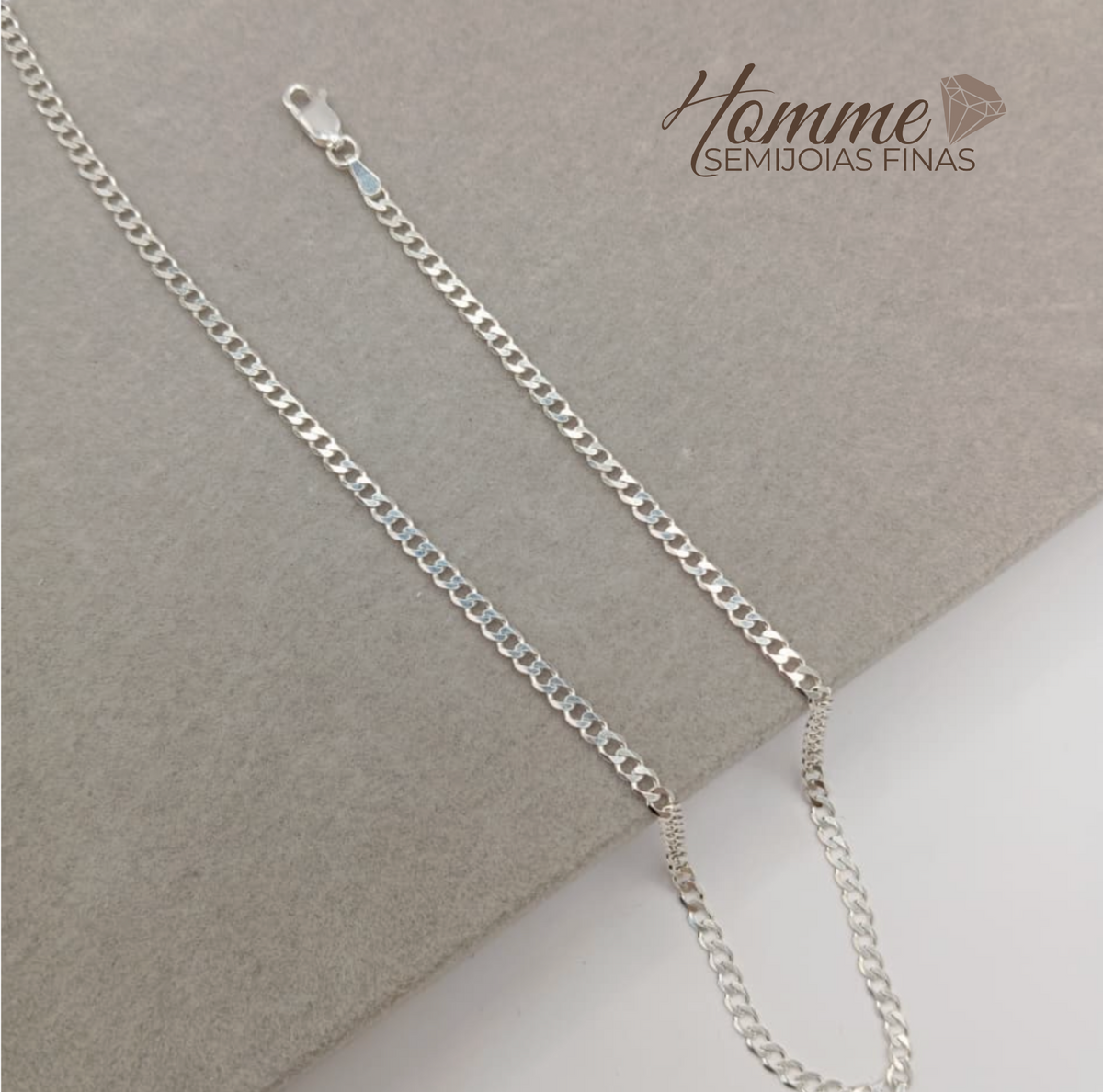 Corrente elos iguais em Prata Legítima 925