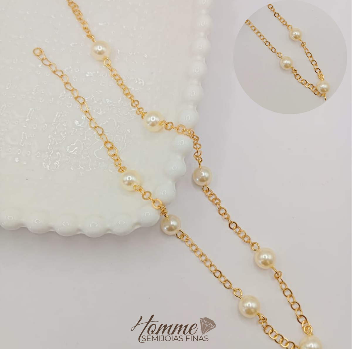 Colar Pérolas Intercaladas – Folheado a Ouro 18k