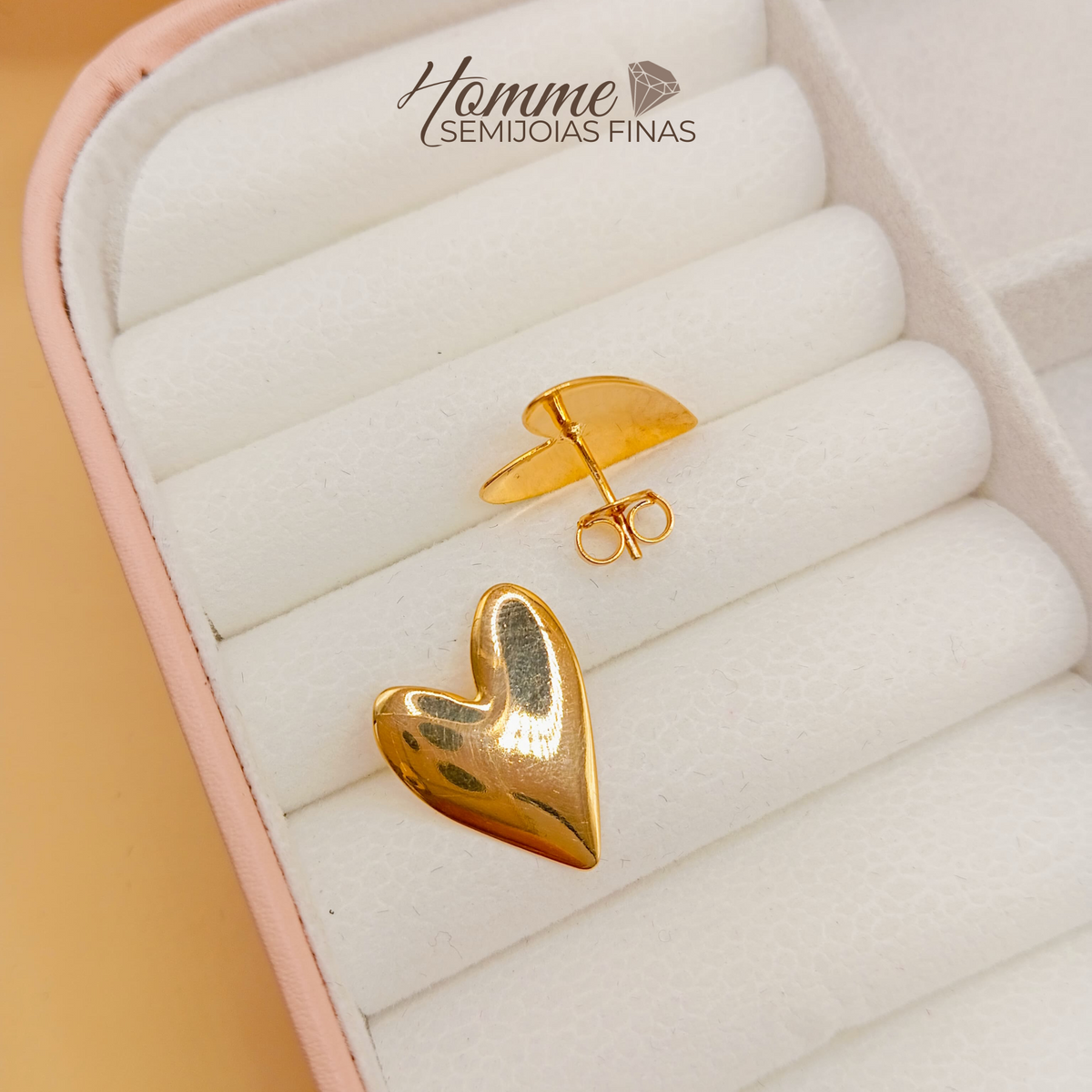 Brinco Coração Orgânico – Folheado a Ouro 18k