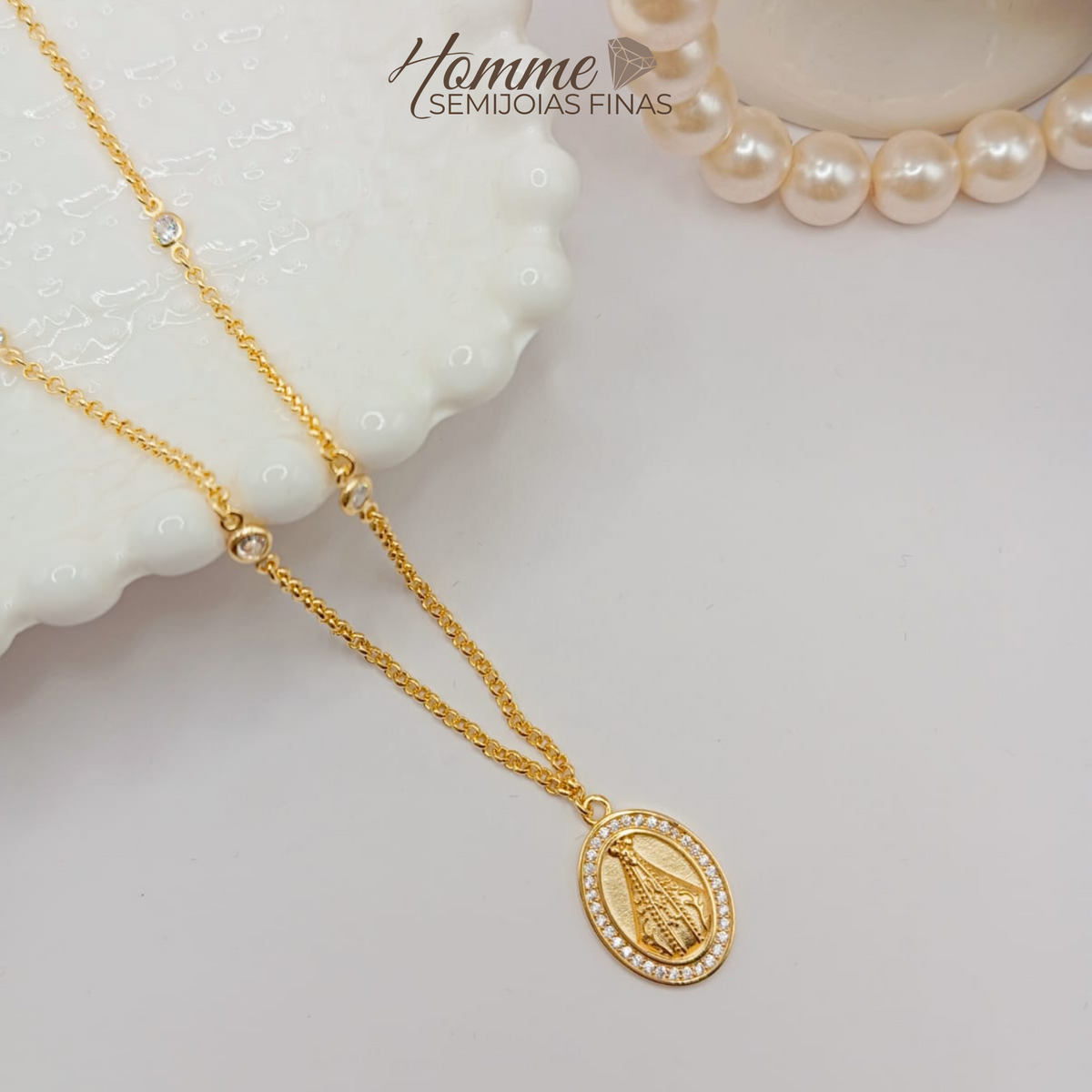 Colar Medalha Nossa Senhora Aparecida – Folheado a Ouro 18k