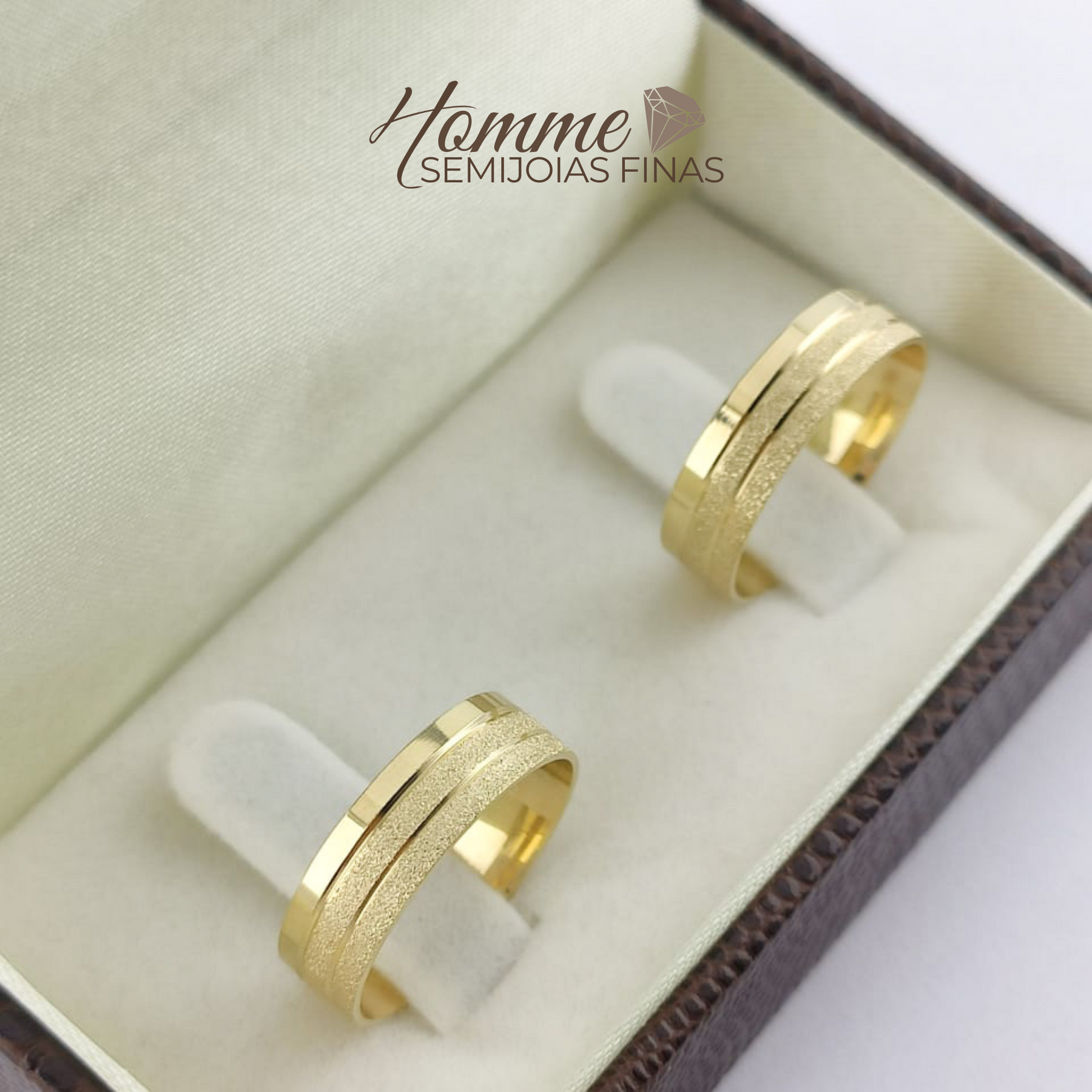 Aliança Ouro 18K Duetto de Texturas – Modelo Anatômico