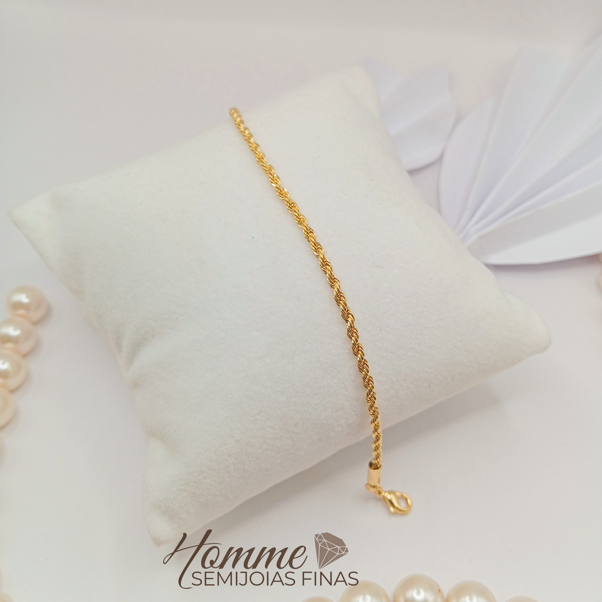 Pulseira Trançada (cordāo baiano)– Folheado a Ouro 18K