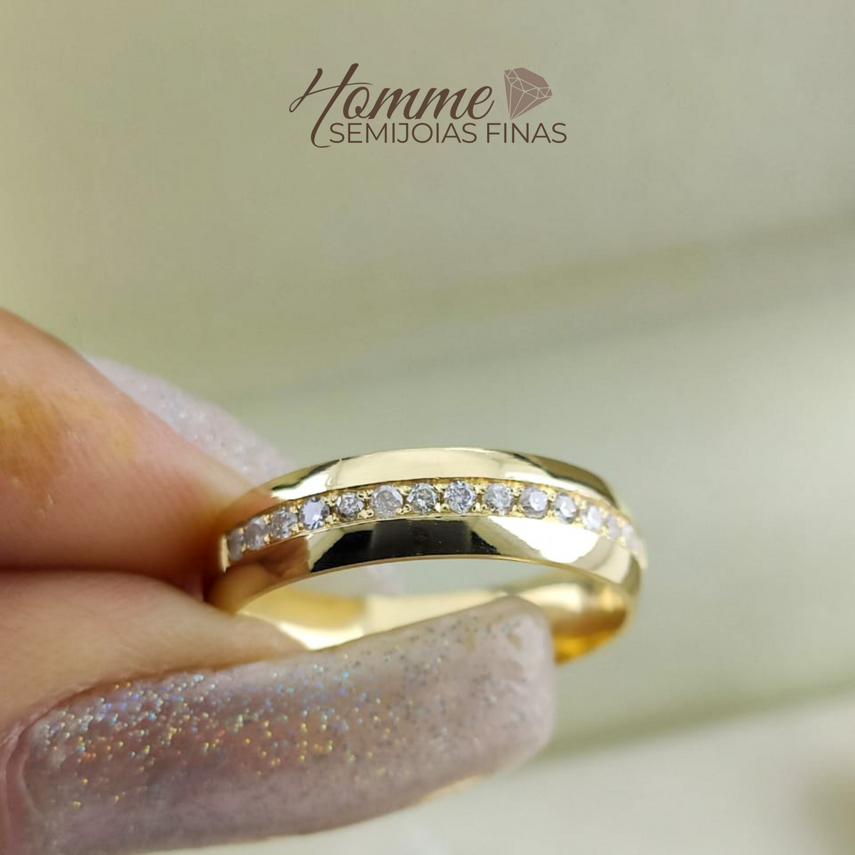 Aliança ouro 18k Aliança Brilho Infinito