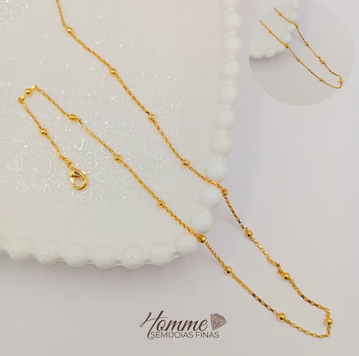 Colar Veneziana com Bolinhas – Folheado a Ouro