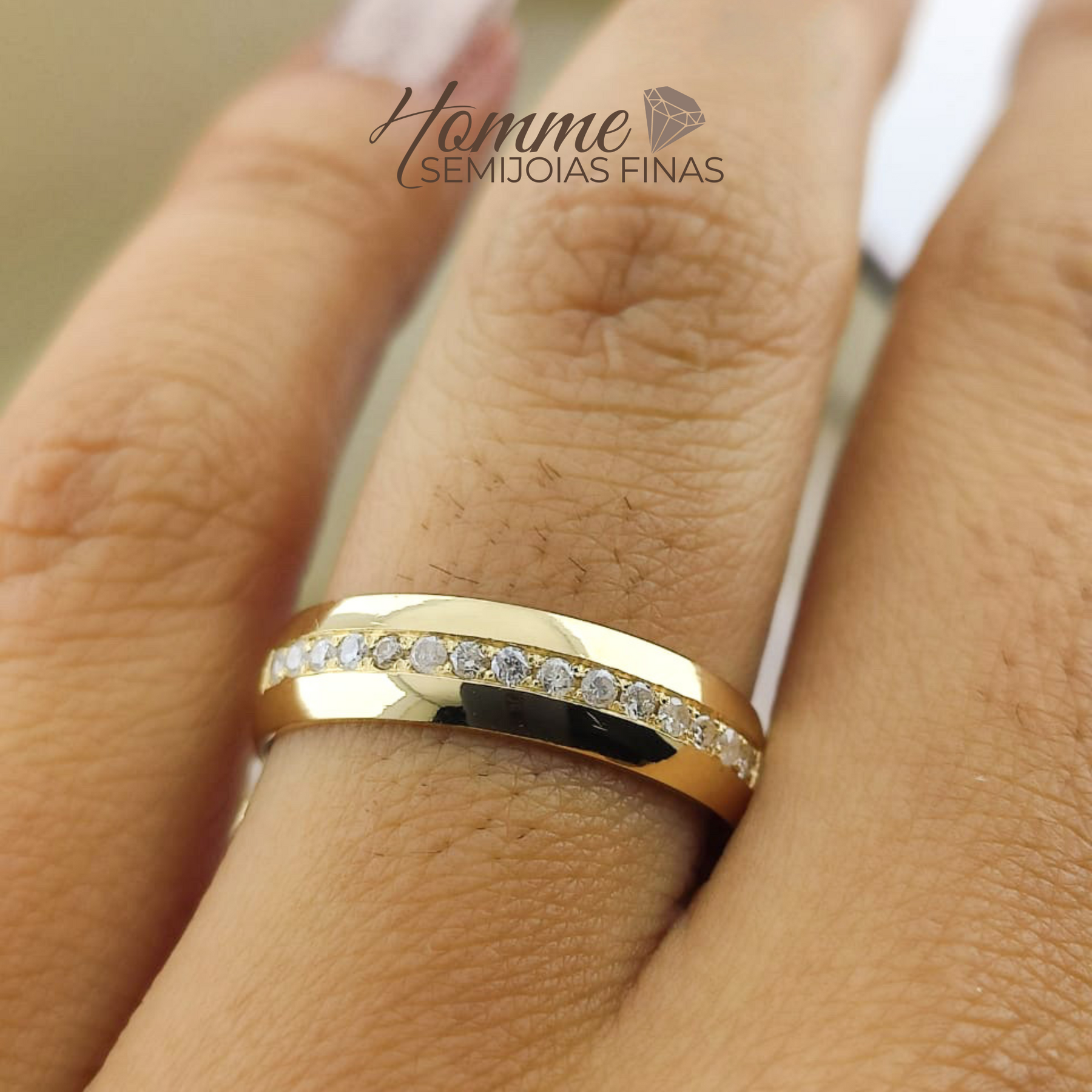 Aliança ouro 18k Aliança Brilho Infinito