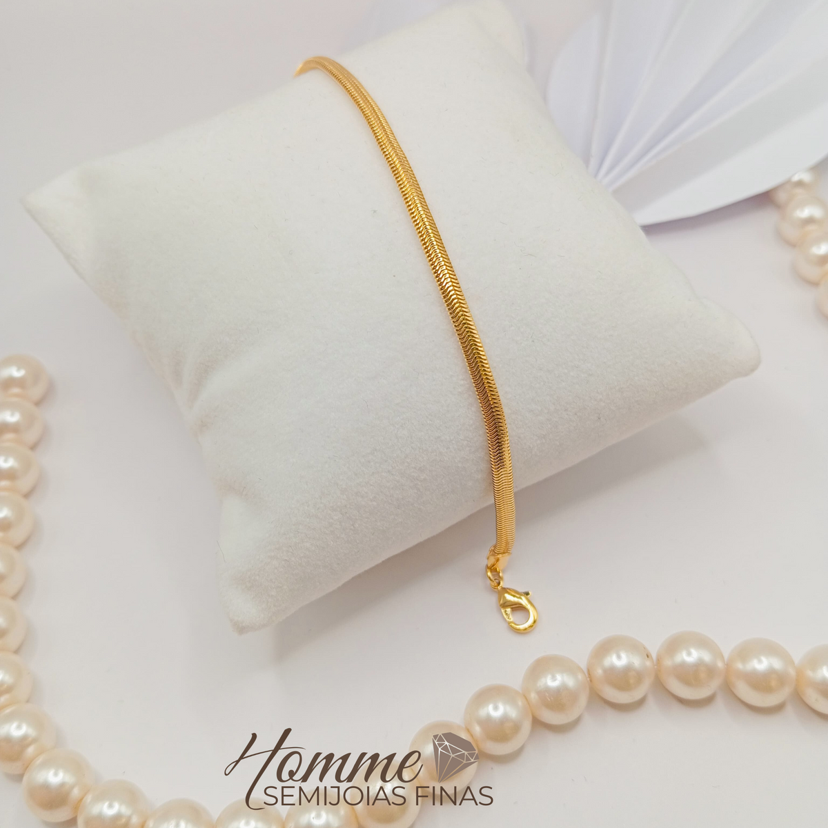 Pulseira Rabo de Cobra Fina Folheada a Ouro 18K