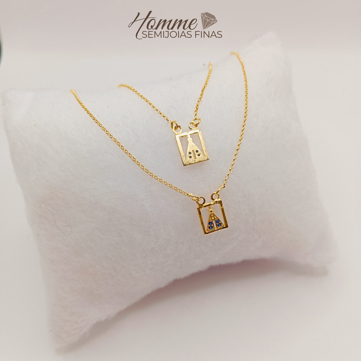 Escapulário Nossa Senhora Aparecida com microzirconia Azul