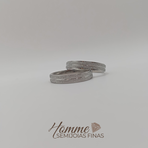 Aliança em Aço com Friso Fosco