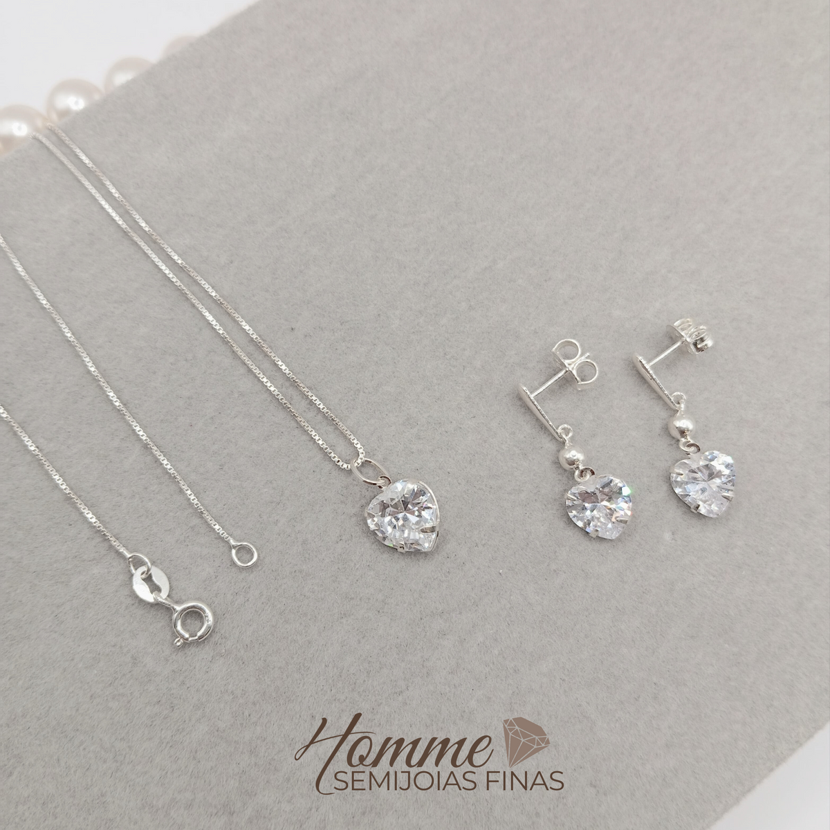 Conjunto Coração em Prata 925 – Amor e Brilho