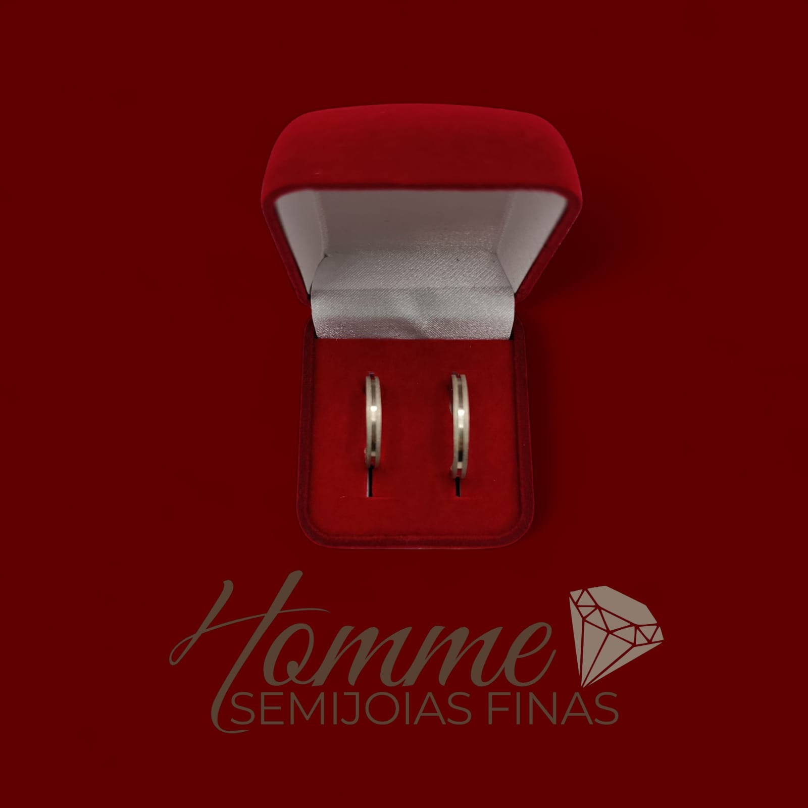 Aliança em prata 925- Diamantada com Friso Liso (unidade)