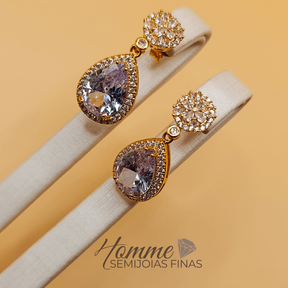 Brinco Gota Luxo com Zircônias