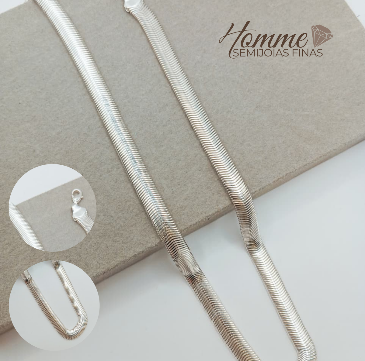 Colar malha snake Italiana – Prata Leve