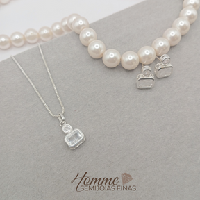 Conjunto quadrado com Zircônia –  Prata Leve