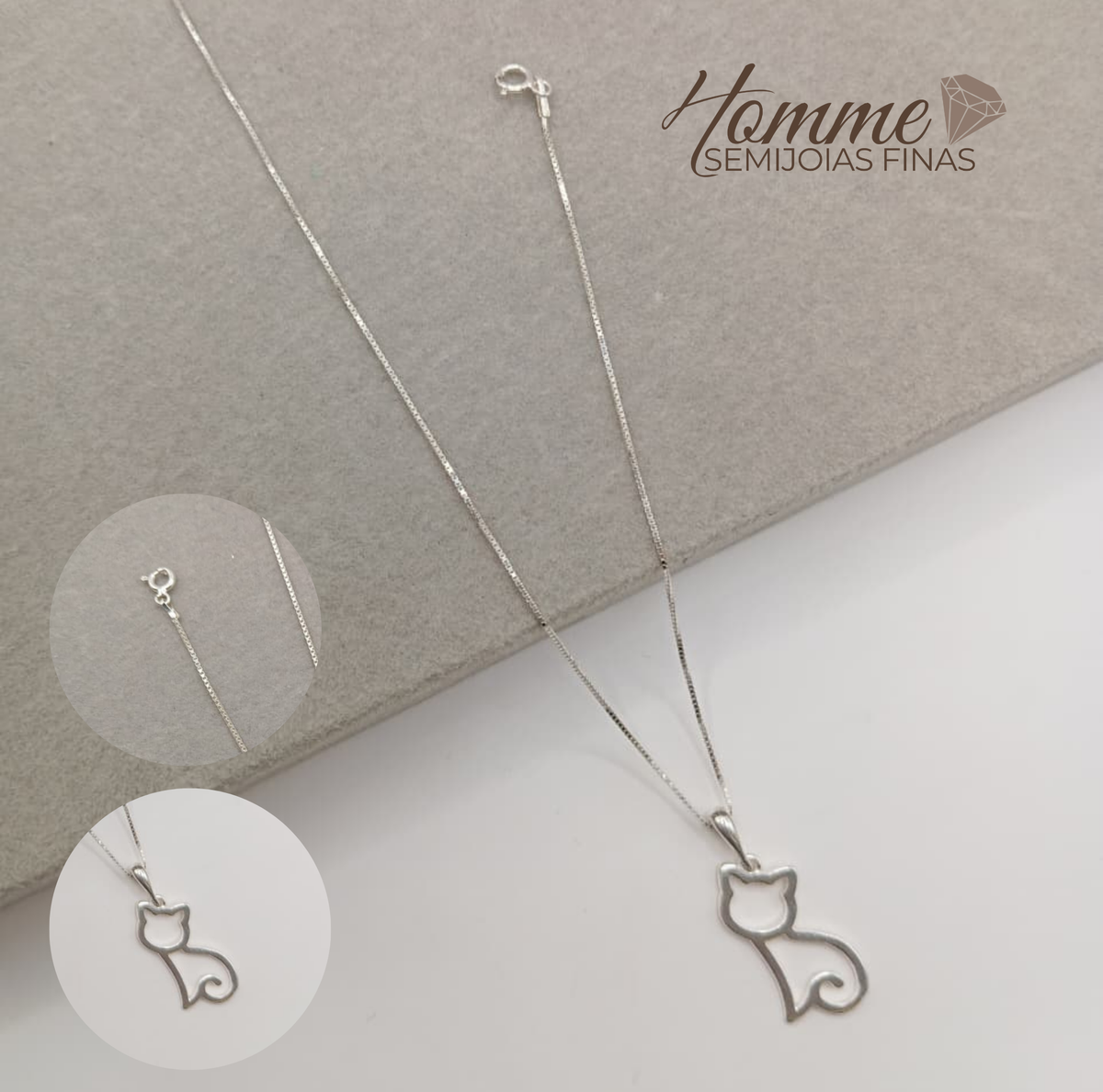 Colar Gato Minimalista – Prata Legítima 925