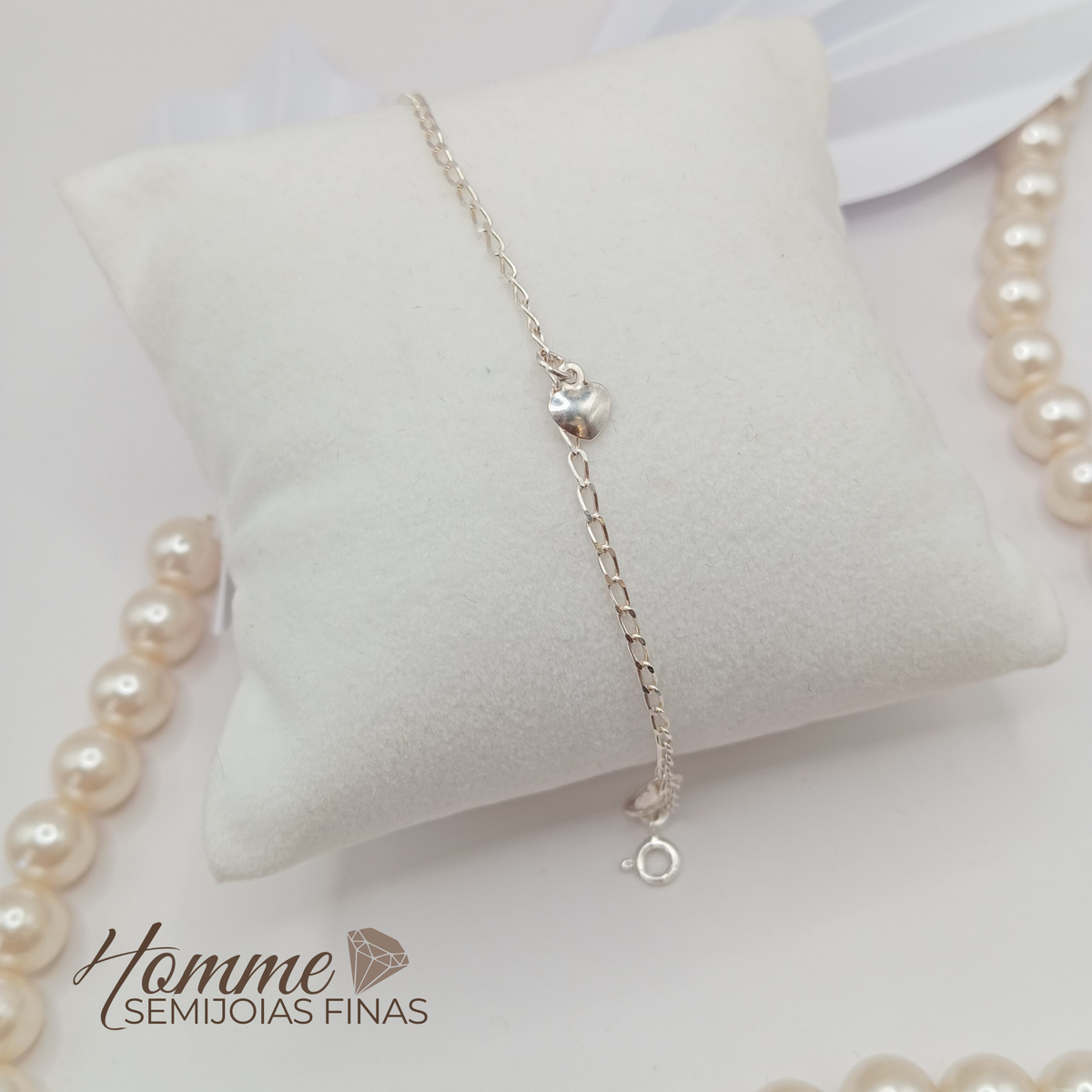 Pulseira Coração Único – Prata Legitima 925