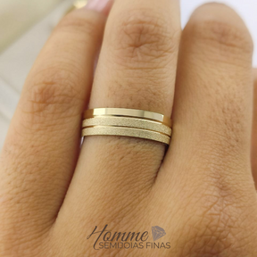 Aliança Ouro 18K Duetto de Texturas – Modelo Anatômico