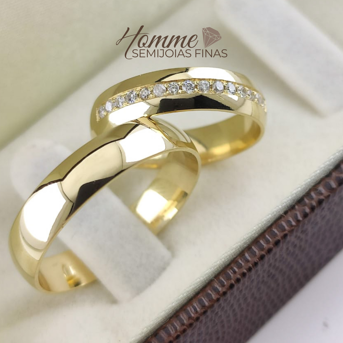 Aliança ouro 18k  Aliança Brilho Infinito