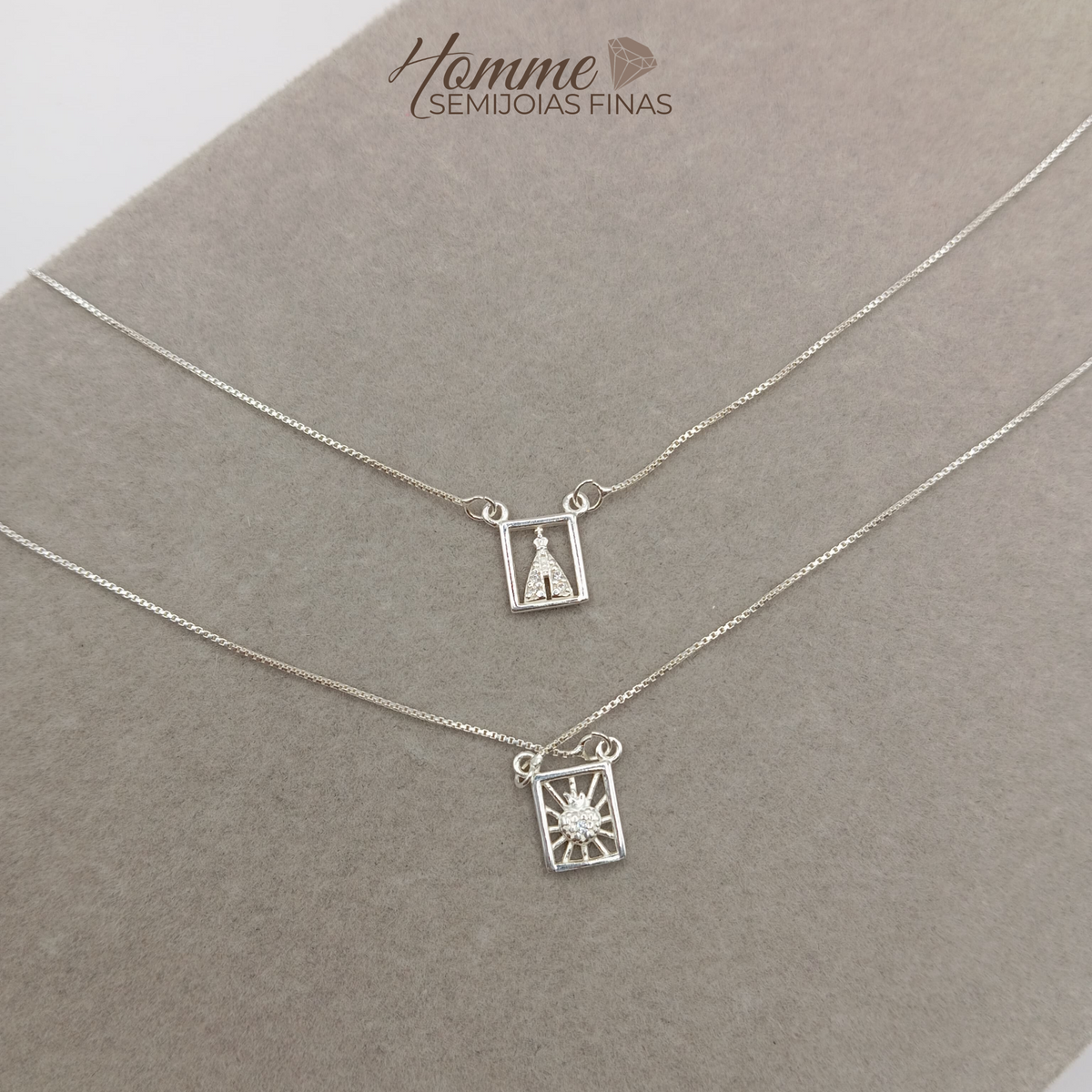 Escapulário Retangular em Prata Legítima 925 – Nossa Senhora Aparecida